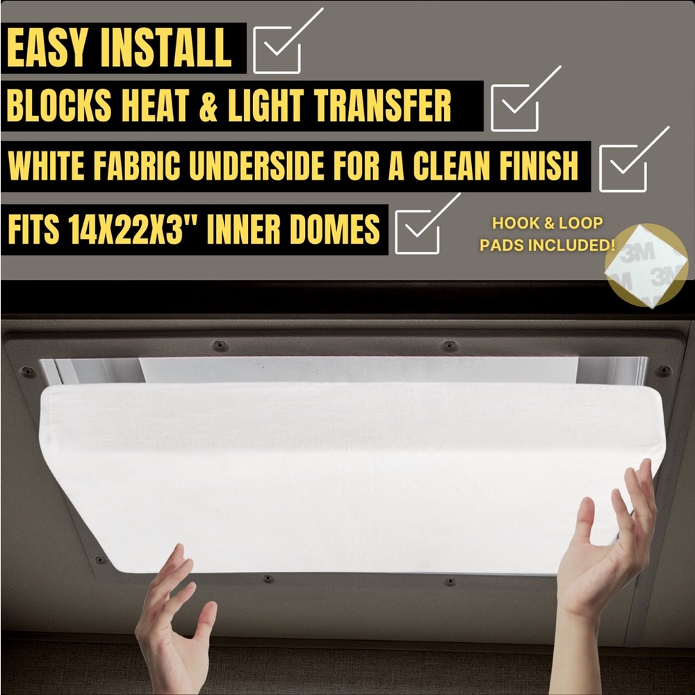 Energy Wise RV Skylight Insulator V2 W/ Reflective Surface, Fits 14″x22″